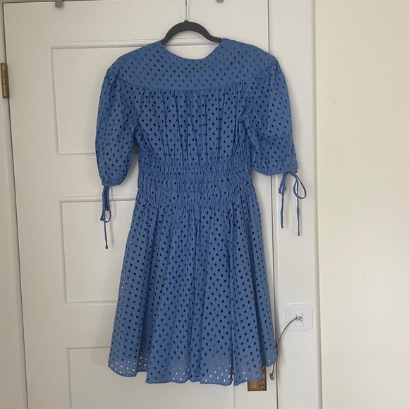 NWT Just Taylor Cotton Eyelet Smocked Waist Lined Dress Size 6 - Picture 5 of 7